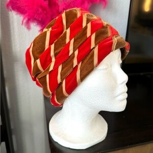 Vintage Betmar Red and Brown Velvet Hat
